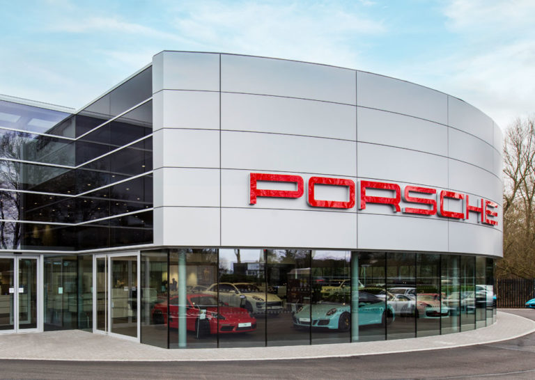 Camclad Contractors Ltd - Cambridge - East Anglia - Home Counties - Porsche Dealership Cladding - Industrial Cladding - Cladding Contractor