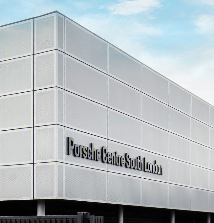 Porsche South London - Cladding Contractor Camclad Contractors Ltd Cambridge East Anglia Home Counties
